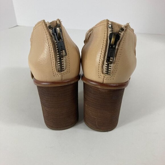 Womens Corso Como Salem Beige Leather Peep Toe Woven Heeled Bootie Shoe 8 - Picture 4 of 10